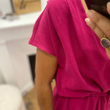 Robe courte fluide col V ceinturée Marilou - Pivoine - GRACE & MILA