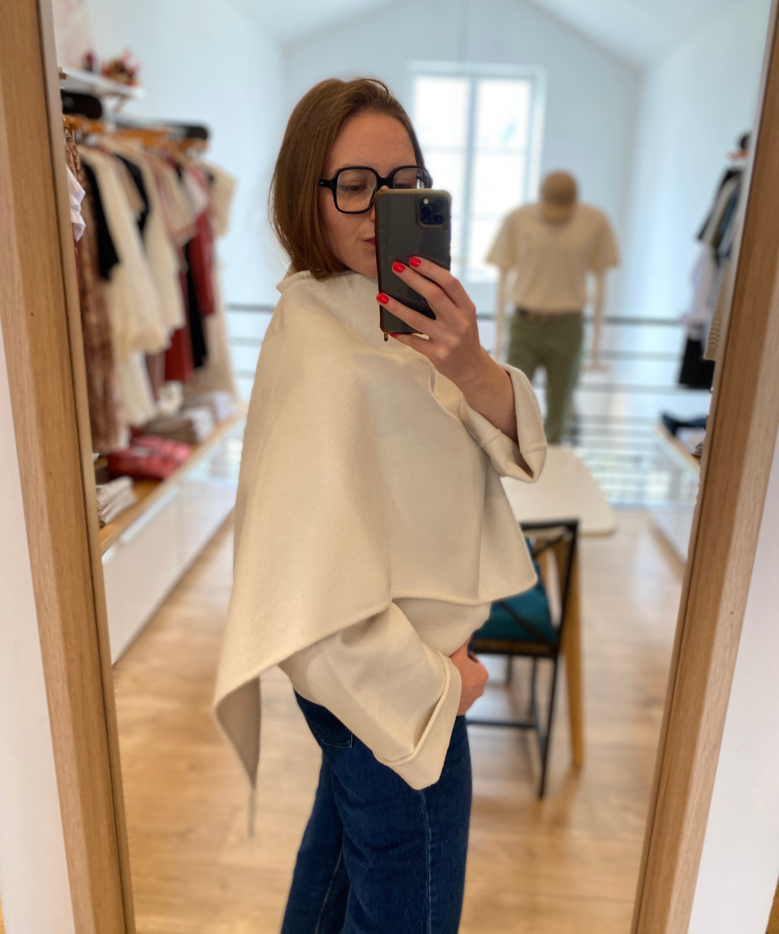 Manteau court double face à écharpe drapée B344005 - Blanc - IKKS WOMEN