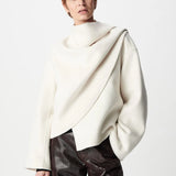 Manteau court double face à écharpe drapée B344005 - Blanc - IKKS WOMEN