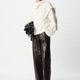 Manteau court double face à écharpe drapée B344005 - Blanc - IKKS WOMEN