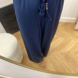 Pantalon fluide ceinture élastiquée avec lien à pampilles - Abysse ou Kaki - LOLA ESPELETA