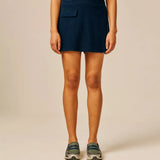 Mini jupe-short en coton stretch Othello - Marine - SUN VALLEY FEMME