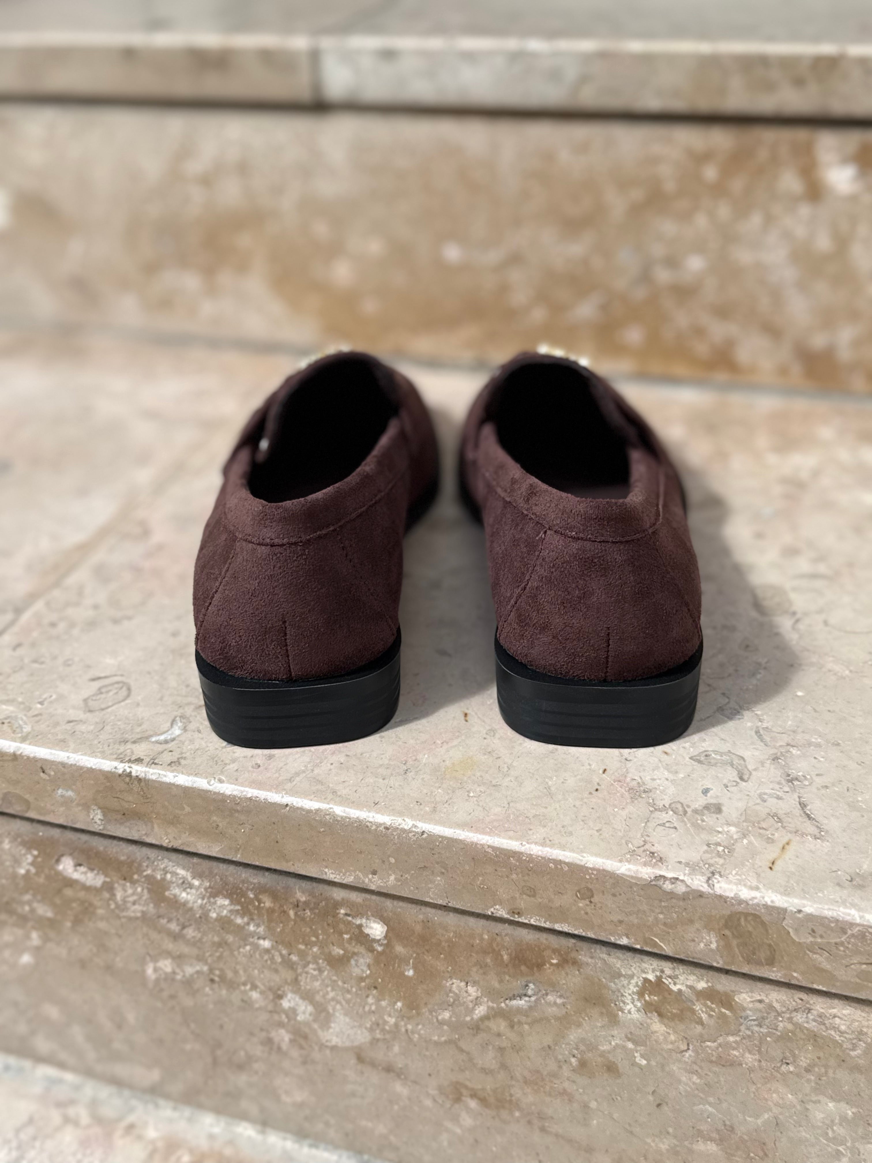 Mocassins en daim marron foncé LORA vue de dos