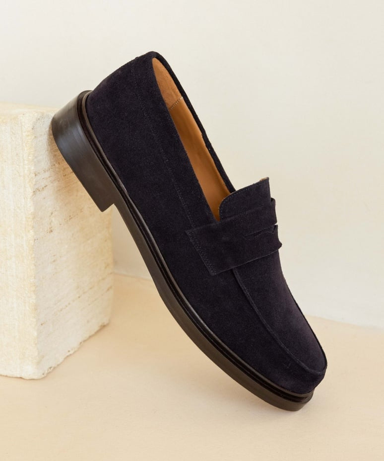 Mocassins en daim Flint - Marine - BOBBIES HOMME