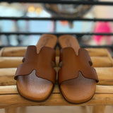 Mules plates en cuir Serraje 3053 - Noisette - EVA FRUTOS