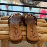 Mules plates en cuir Serraje 3053 - Noisette - EVA FRUTOS