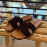 Mules plates en cuir 3053 Serraje - Marron - EVA FRUTOS