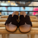 Mules plates en cuir 3053 Serraje - Marron - EVA FRUTOS
