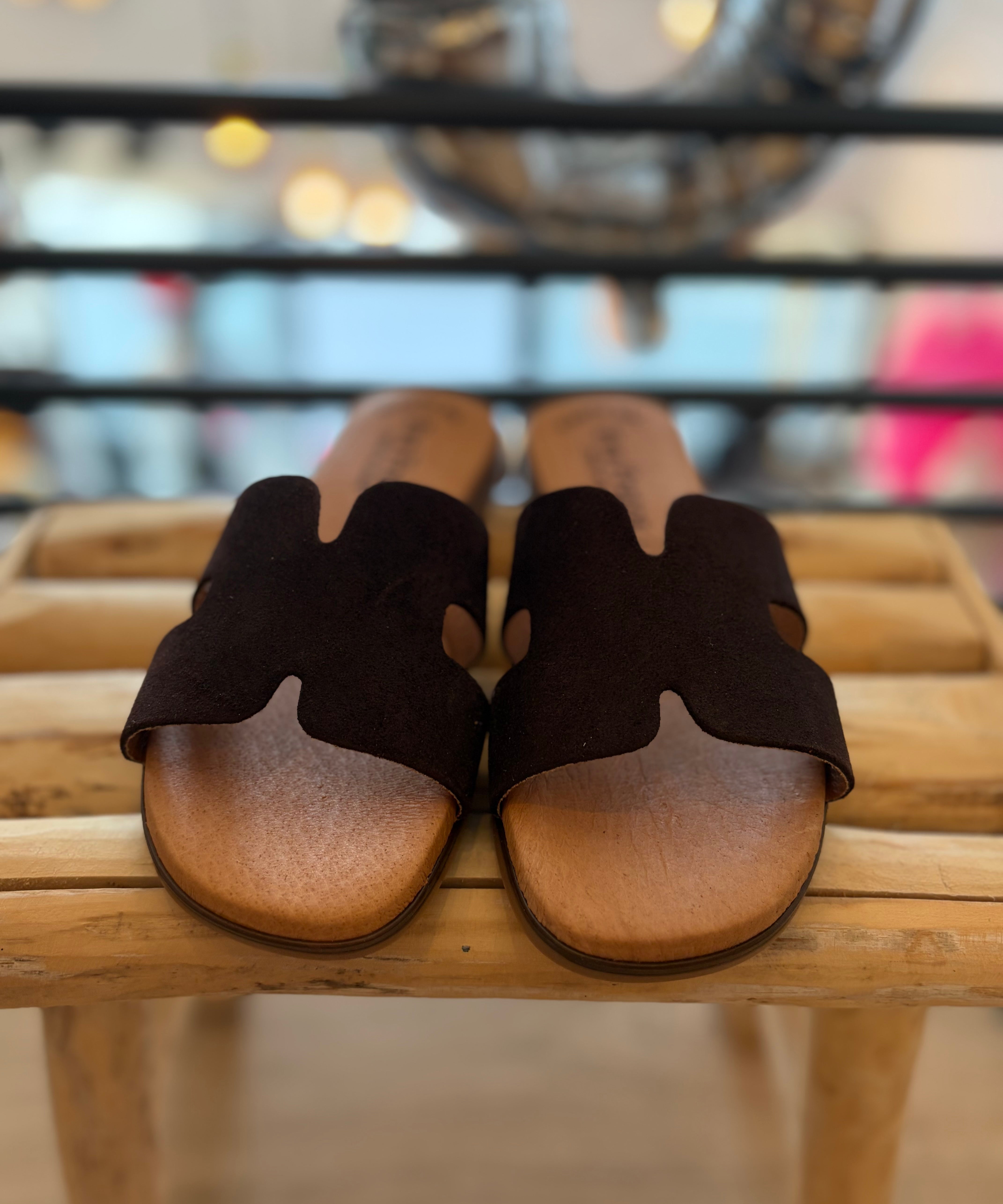Mules plates en cuir 3053 Serraje - Marron - EVA FRUTOS