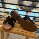 Mules plates en cuir 3053 Serraje - Marron - EVA FRUTOS