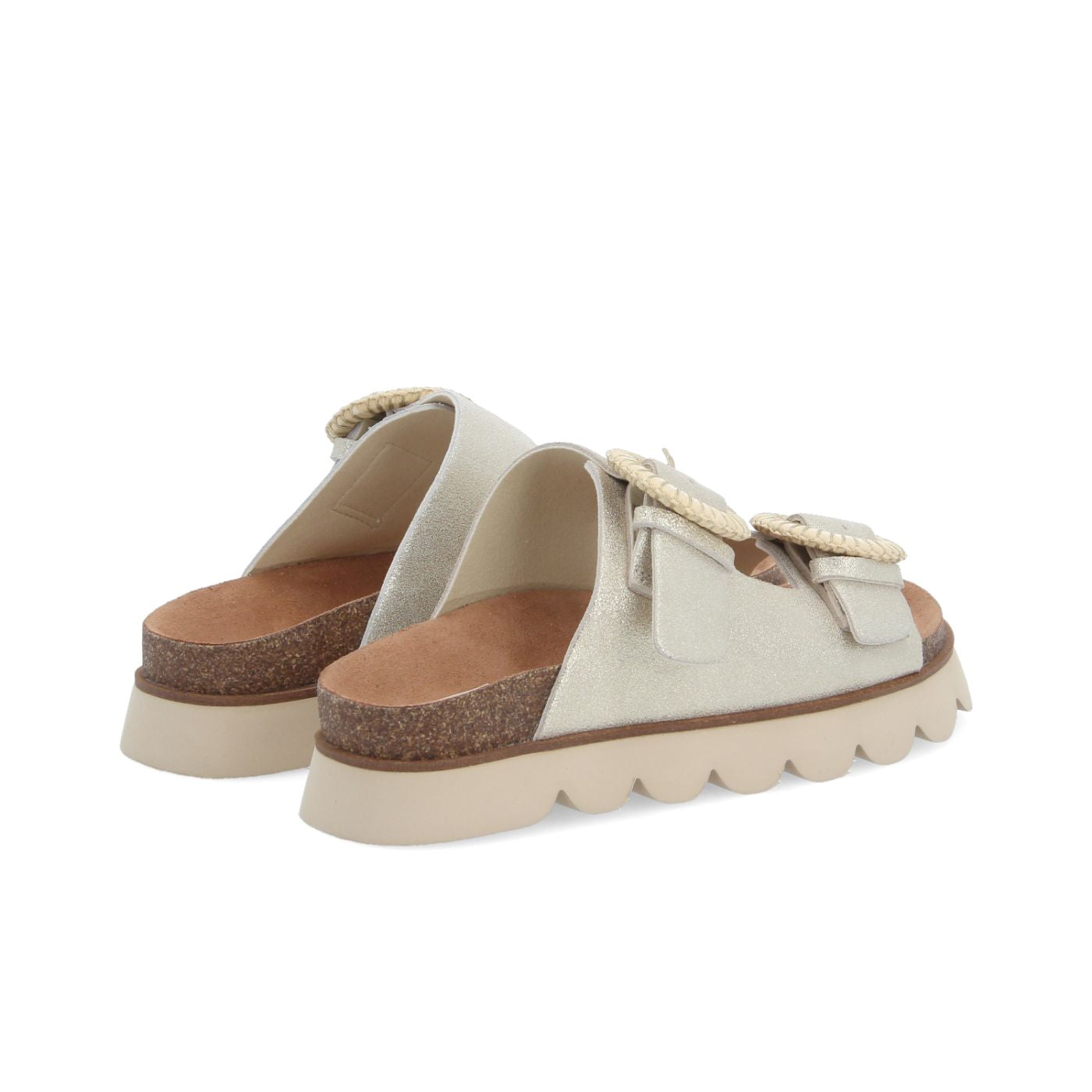 Mules en cuir à brides boucles Sandy - Doré - NO NAME