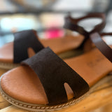 Nu-pieds en daim semelle à couture contrastée 2259 Bone - Noir - EVA FRUTOS