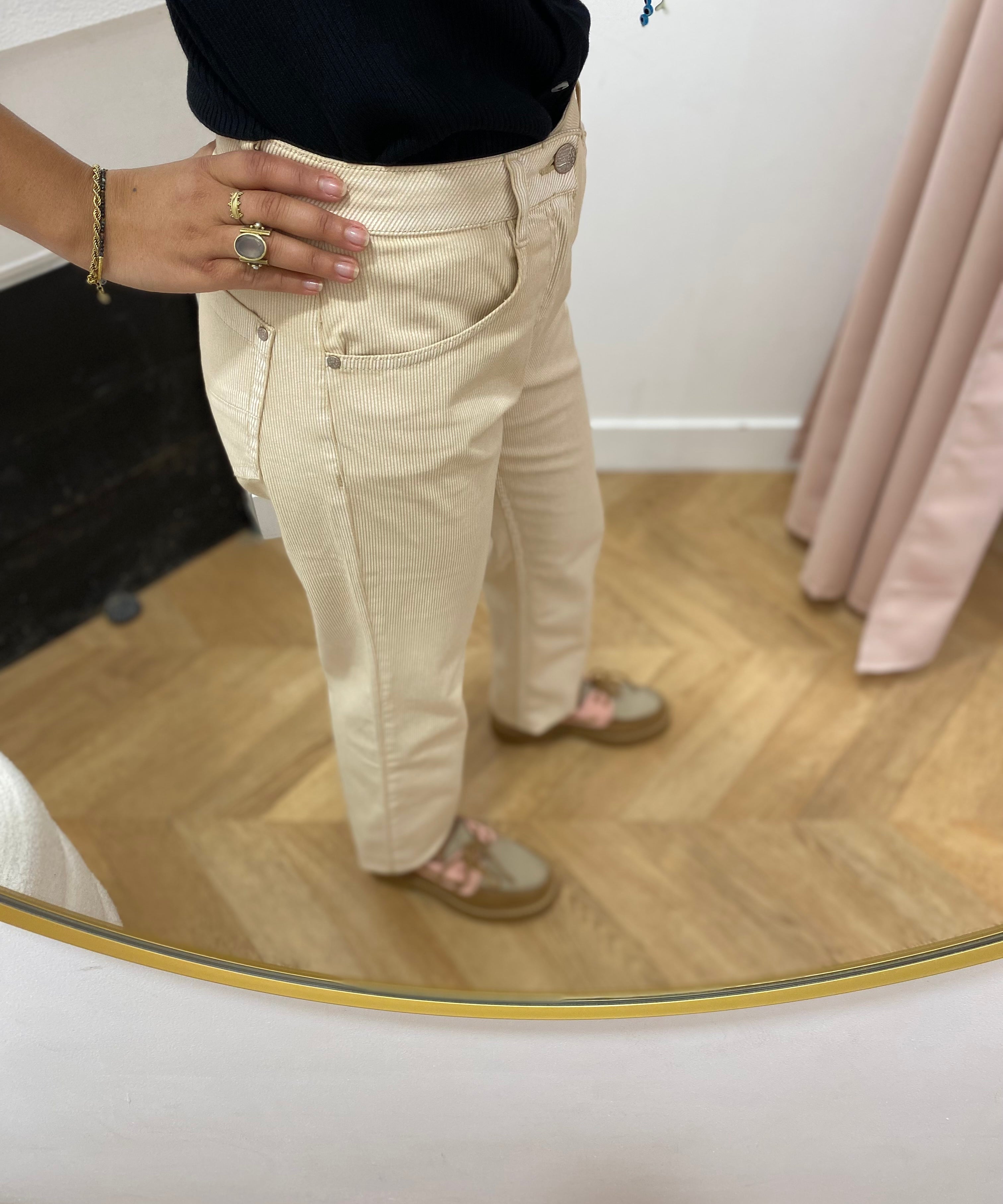 Pantalon en velours coupe droite - Beige - LOLA ESPELETA