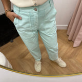 Pantalon velours coupe droite - Vert d’eau - LOLA ESPELETA