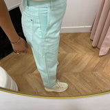 Pantalon velours coupe droite - Vert d’eau - LOLA ESPELETA