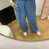 Pantalon fluide taille elastiquée effet denim - Bleach - LOLA ESPELETA