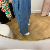 Pantalon fluide taille elastiquée effet denim - Bleach - LOLA ESPELETA