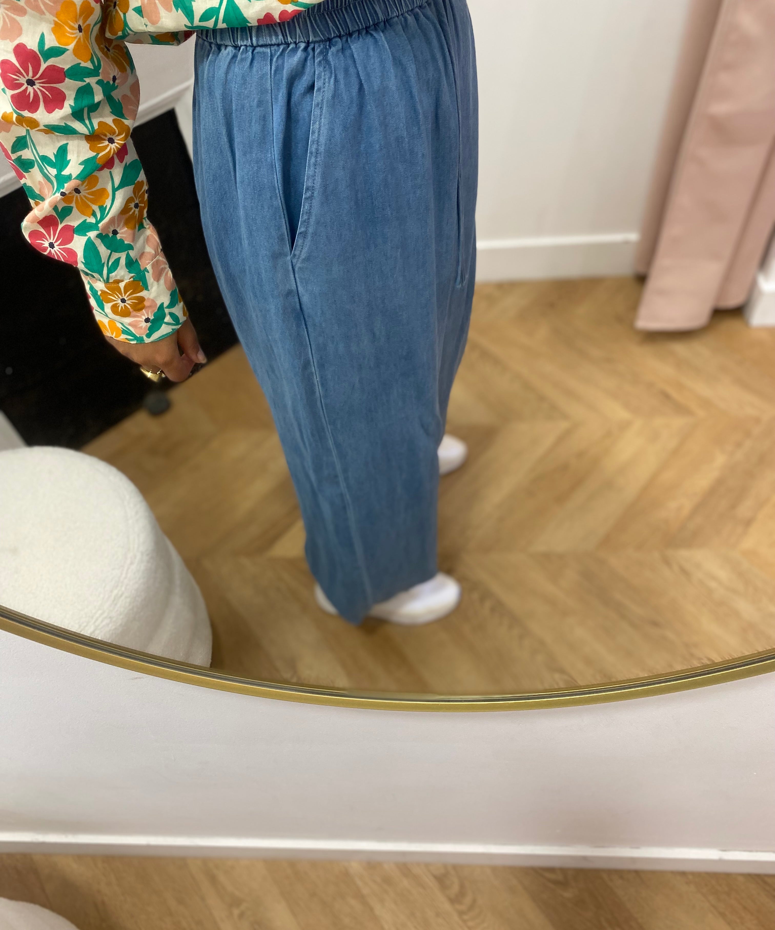 Pantalon fluide taille elastiquée effet denim - Bleach - LOLA ESPELETA
