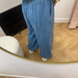Pantalon fluide taille elastiquée effet denim - Bleach - LOLA ESPELETA