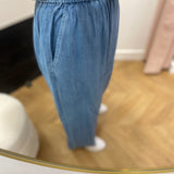 Pantalon fluide taille elastiquée effet denim - Bleach - LOLA ESPELETA