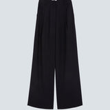 Visuel à plat du pantalon large à rayures tennis bleu nuit SUNCOO FEMME Jelly