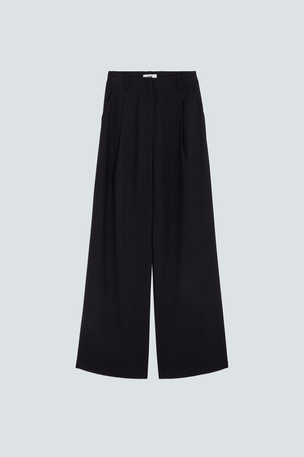 Visuel à plat du pantalon large à rayures tennis bleu nuit SUNCOO FEMME Jelly