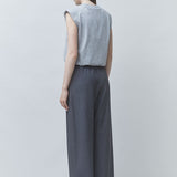 Vue de profil et dos du pantalon fluide gris carbone SUNCOO FEMME Jerry montrant la taille élastiquée