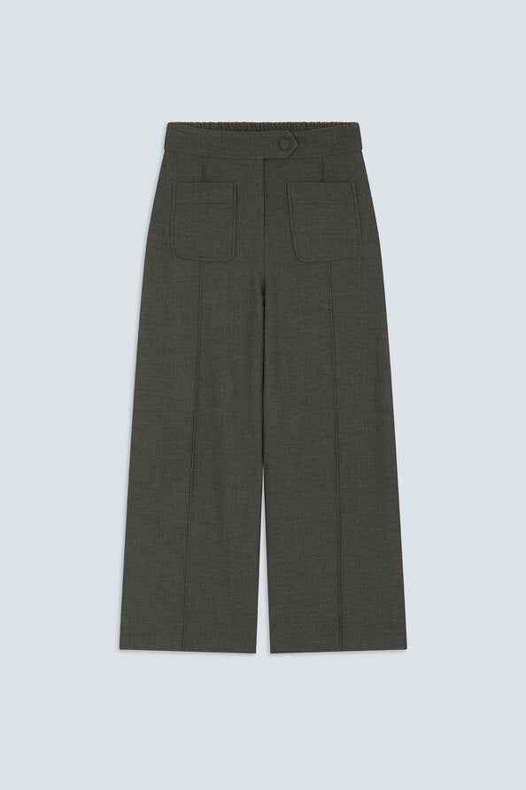 Visuel à plat du pantalon large à poches plaquées gris carbone SUNCOO FEMME Jerry