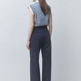 Vue de dos du pantalon fluide bleu nuit SUNCOO FEMME Jicky
