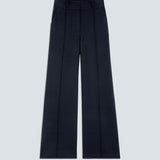 Visuel à plat du pantalon large ceinturé bleu nuit SUNCOO FEMME Jicky