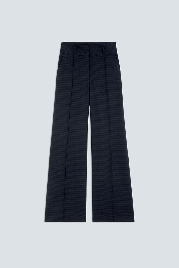 Visuel à plat du pantalon large ceinturé bleu nuit SUNCOO FEMME Jicky