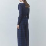 Vue de dos du pantalon large bleu nuit SUNCOO FEMME July