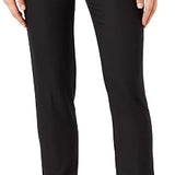 Zoom sur la coupe droite et la fermeture boutonnée du pantalon noir MORGAN Plime
