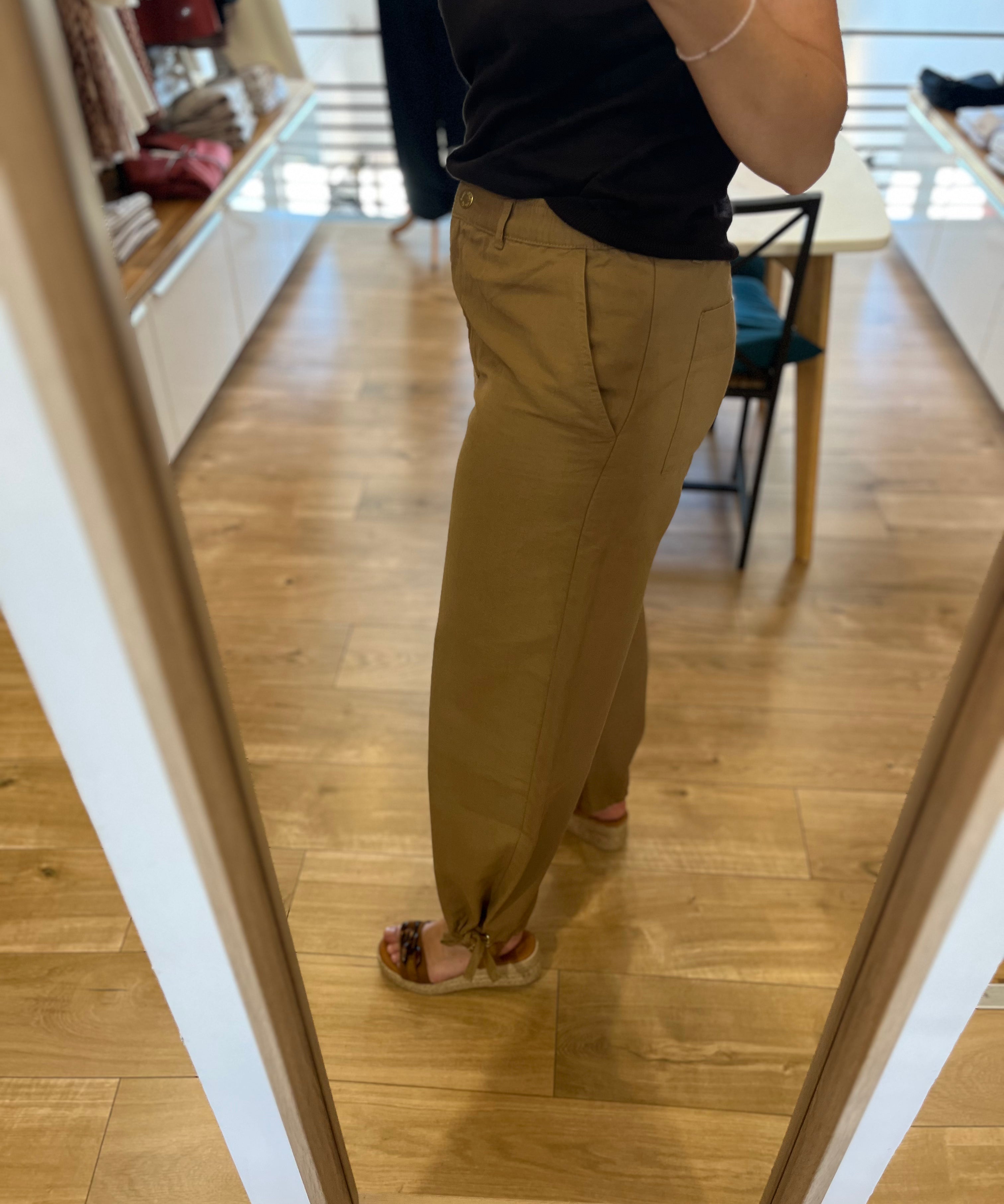Pantalon cargo élégant en toile légère Ykaris - Ecorce camel - DES PETITS HAUTS
