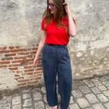 Pantalon de tailleur large plissée B322035 - Marine foncé - IKKS WOMEN