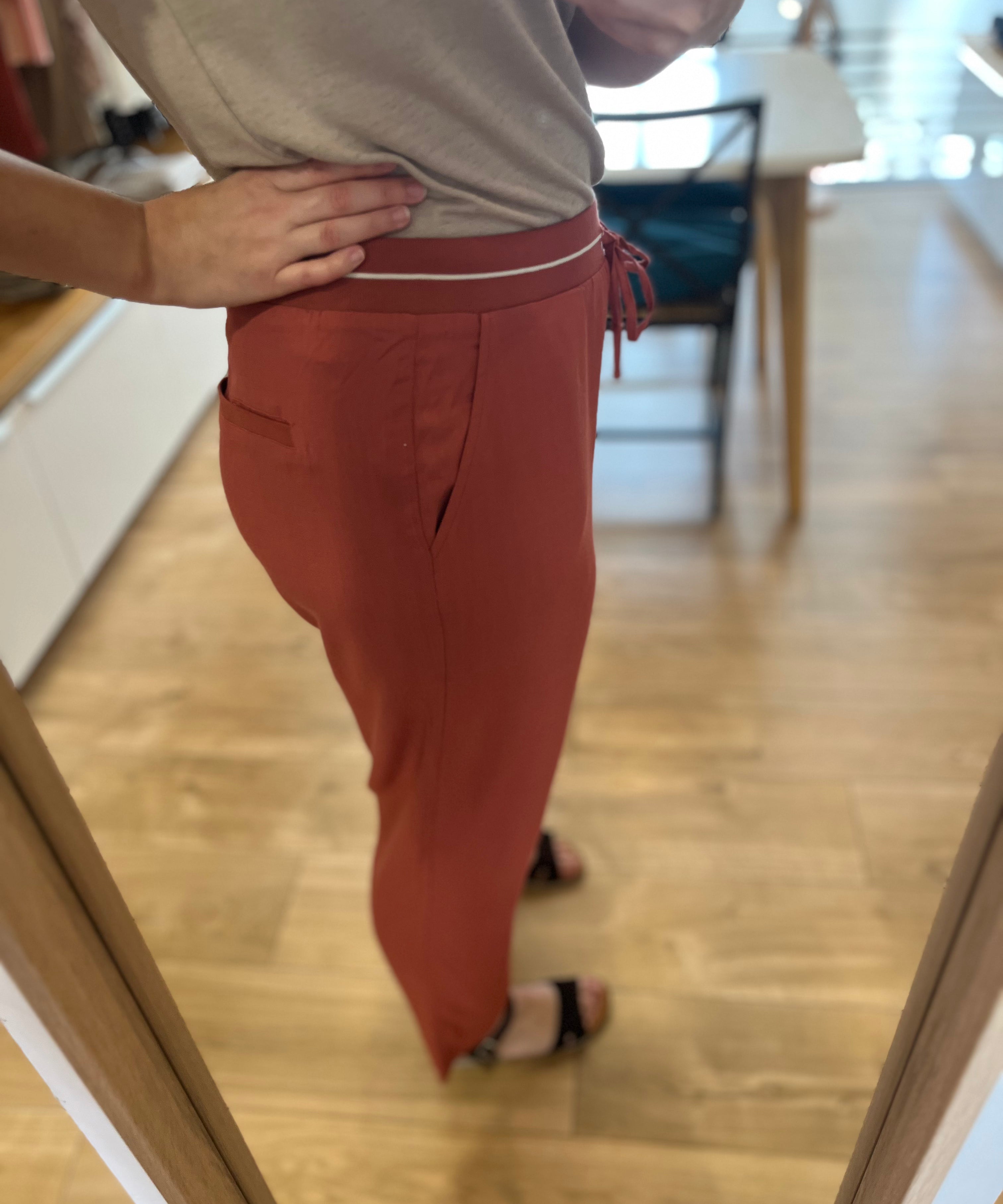 Pantalon droit en viscose effet lin Volgam - Argile - SUN VALLEY FEMME