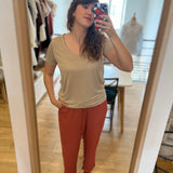 Pantalon droit en viscose effet lin Volgam - Argile - SUN VALLEY FEMME
