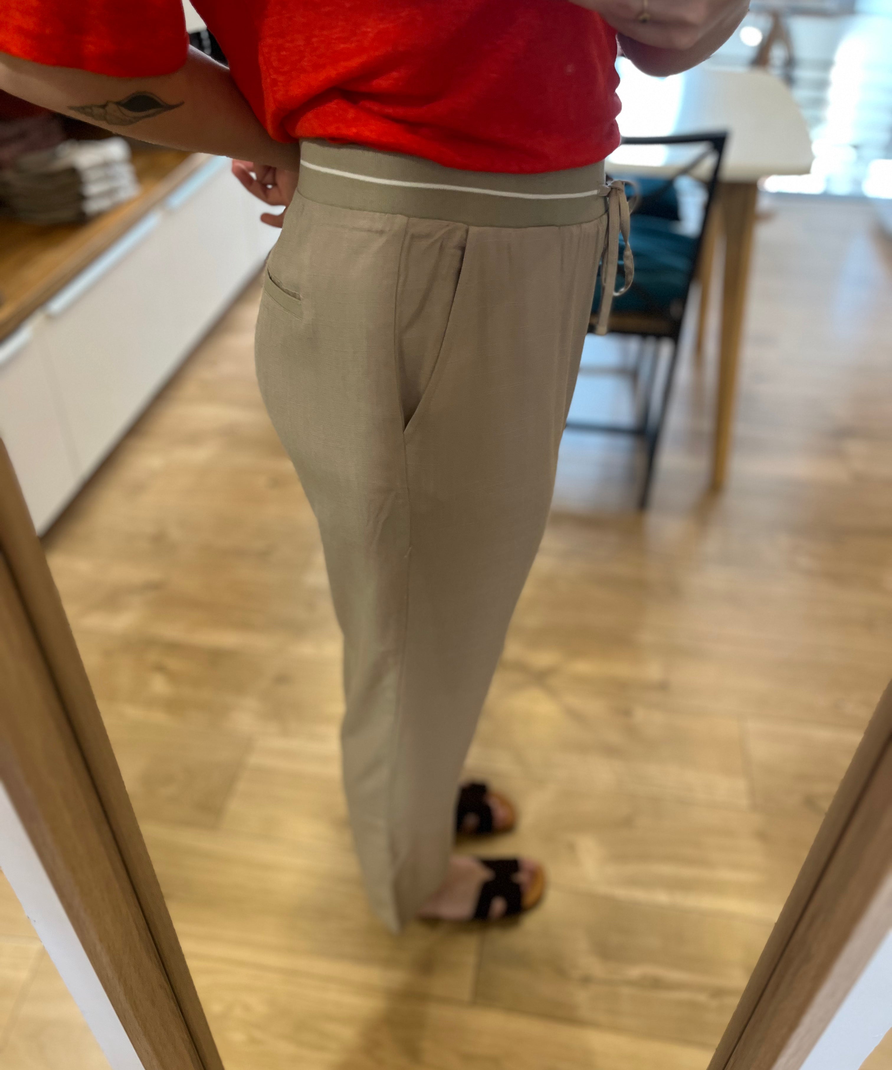 Pantalon droit en viscose effet lin Volgam - Beige Clair - SUN VALLEY FEMME
