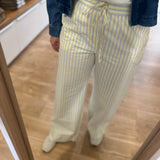 Pantalon large rayé en coton doux Totem - Cocon jaune - DES PETITS HAUTS