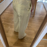 Pantalon large rayé en coton doux Totem - Cocon jaune - DES PETITS HAUTS