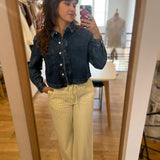 Pantalon large rayé en coton doux Totem - Cocon jaune - DES PETITS HAUTS