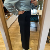Pantalon large uni Just - Bleu marine - SUNCOO