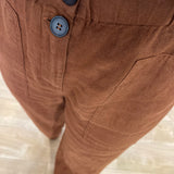 Pantalon paperbag en lin Estelle - Choco - DES PETITS HAUTS