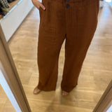 Pantalon paperbag en lin Estelle - Choco - DES PETITS HAUTS