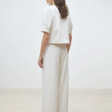 Pantalon tailleur large fluide Jewel - Blanc cassé - SUNCOO