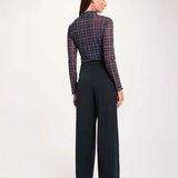 Vue de dos du pantalon wide leg bleu marine MORGAN Pwrap