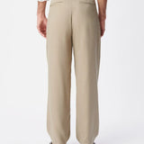 Pantalon de costume fluide à plis en lin mélangé homme M322093 - Beige foncé - IKKS MEN