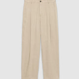 Pantalon de costume fluide à plis en lin mélangé homme M322093 - Beige foncé - IKKS MEN