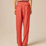 Pantalon droit en viscose effet lin Volgam - Argile - SUN VALLEY FEMME