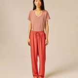 Pantalon droit en viscose effet lin Volgam - Argile - SUN VALLEY FEMME